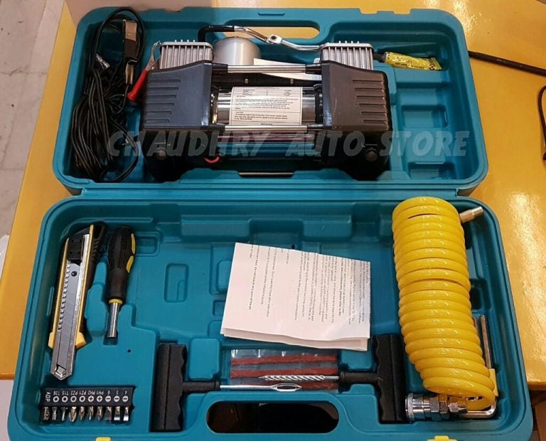 DOUBLE PISTON AIR COMPRESSOR WITH TOOL KIT