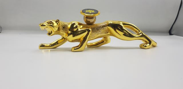 JAGUAR Big Cat Dotted Gold Metal Decoration Piece With Mobile Holder