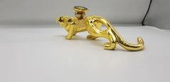 JAGUAR Big Cat Dotted Gold Metal Decoration Piece With Mobile Holder