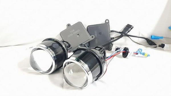 Universal Bumper BI Xenon Projector 55 watt HID Blasters Supported Chrome Ring 3.0 Lens