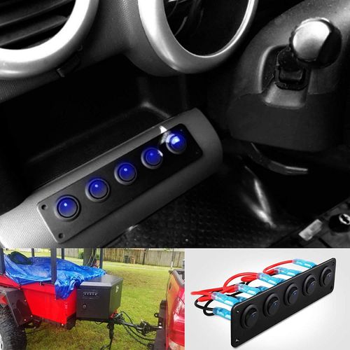 Universal Switch Panel with 5 On-Off Switches for 12V 24V Car And Jeep 1 Pcs