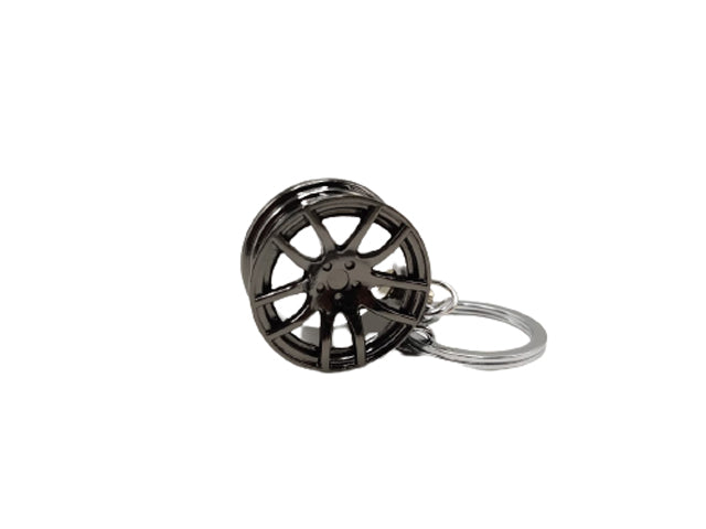 Corban Fiber Black Wheel Metal Keychain