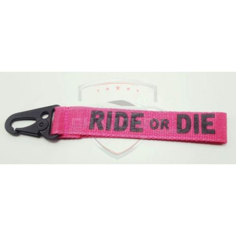Ride or Die Fabric Keychain Pink