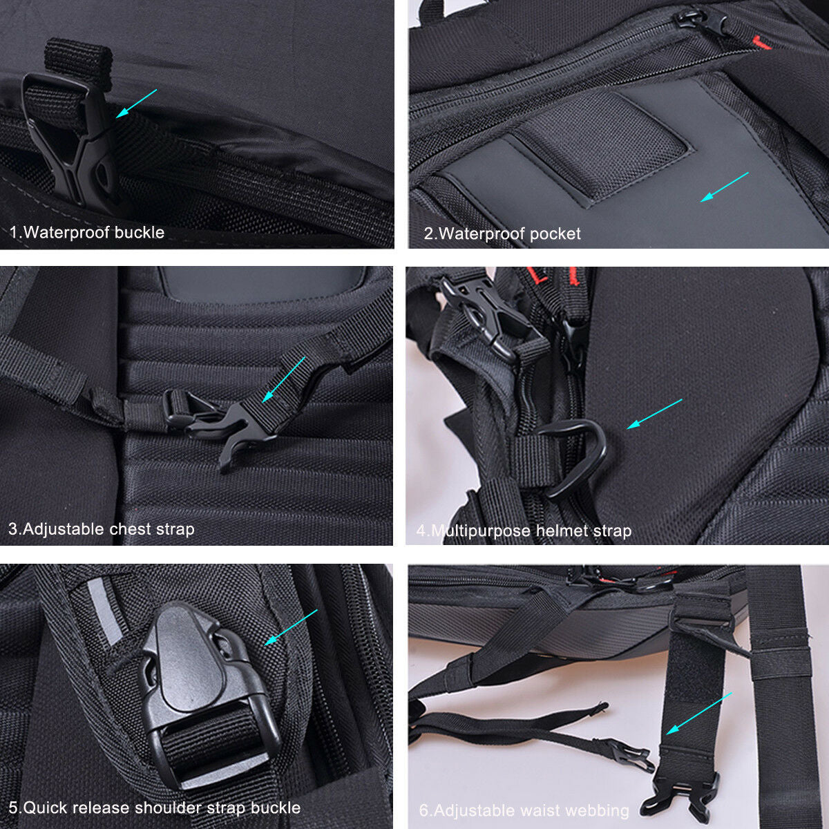 30L Hard Shell Motorcycle Backpack Carbon Fiber Racing Storage Bag Motorbike