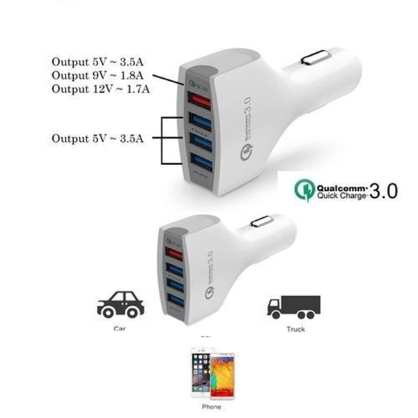 Car Charger 7 Ampere QC 3.0  4 Ports
