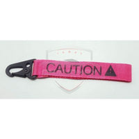 CAUTION Fabric Keychain Pink