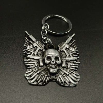 SKULL & GUNS Metal Keychain