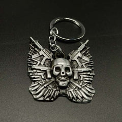 SKULL & GUNS Metal Keychain