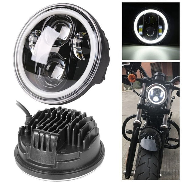 Bike 5.75 inch LED Headlights Ring Angel Eyes 5.75 Harley Style