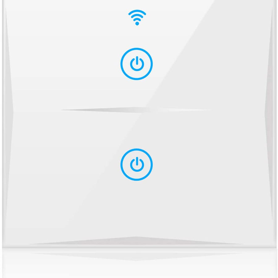Smart Light Switch, WIFI 2-Gang Wall Wireless Tempered Glass Touch-Screen Switch