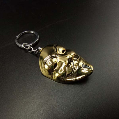 JOKER MASK Gold Metal Keychain