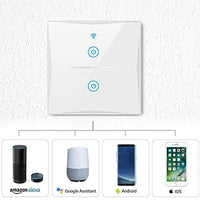 Smart Light Switch, WIFI 2-Gang Wall Wireless Tempered Glass Touch-Screen Switch