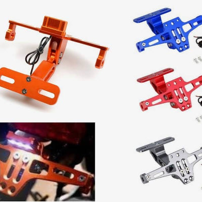 Motorcycle License Number Plates Holder Tail With Indicator Fitting & Number Plate Light blue