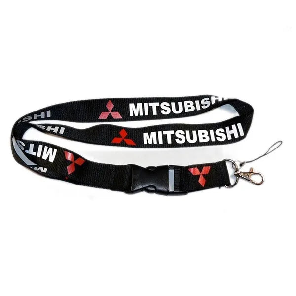 Mitsubishi Black Long Strap Lanyard Keychain