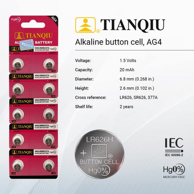 TIANQIU LR626H ALKALINE BATTERY CELL 10 PICS