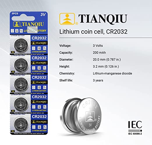 TIANQIU CR2032 Lithium Cell Button Battery