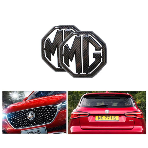 MG HS Front and Rear Monogram Carbon Fiber Black 2 Pcs - Model 2020-2021