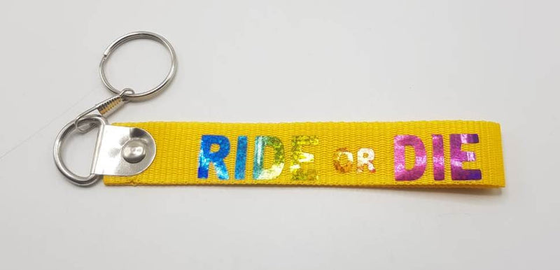 Ride or Die Fabric Keychain Yellow