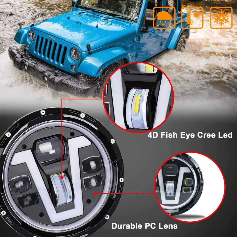 7 Inch Round Jeep Headlight V Shape DRL 1 Pc