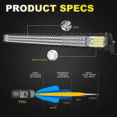 41 Inch curve Bar Light With Side Brackets Tri Row Style