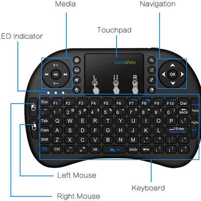 Mini Wireless Keyboard with RGB Backlit, 2.4GHz Wireless Mini Keyboard Rechargeable Controller