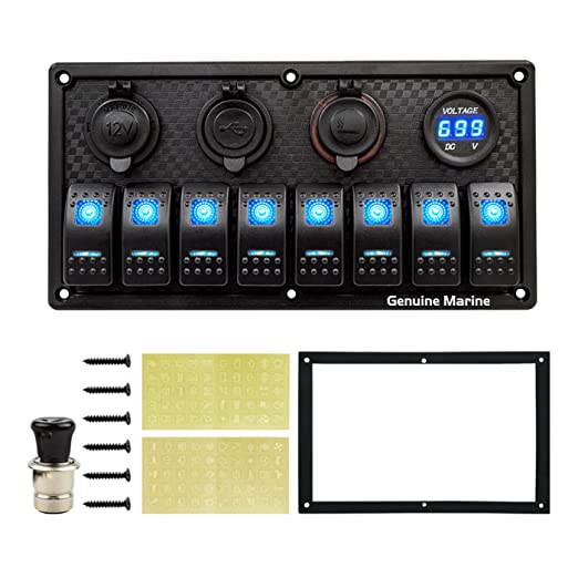 Universal Switch Panel Waterproof with Digital Voltage Display, Dual U