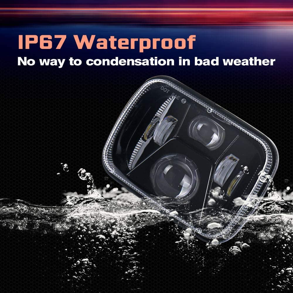 Universal LED Jeep Headlight Projector Headlamp Style 5x7 Square Sealed Beam Hi-Low 2 Pcs Set