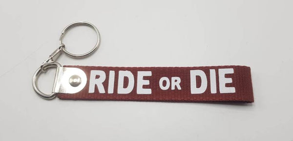 Ride or Die Fabric Keychain Dark Brown