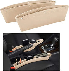 Leather Car Seat Gap Filler Pocket Organizer For All Cars Beige 1 Pcs
