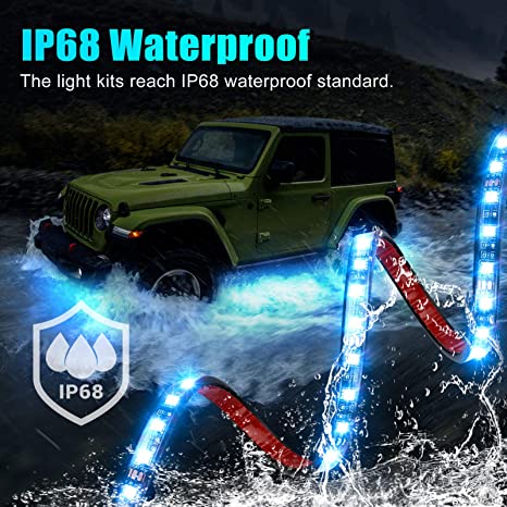 Universal Car Under Glow lights, Smart Exterior Car Light Strip Kit, Waterproof Under Glow Kit For Car With APP