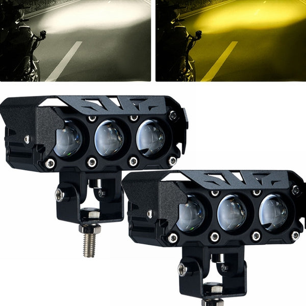 3 SMD Spotlight Headlight 9D Lens Yellow - White Beam Fog Lights 2 Pcs