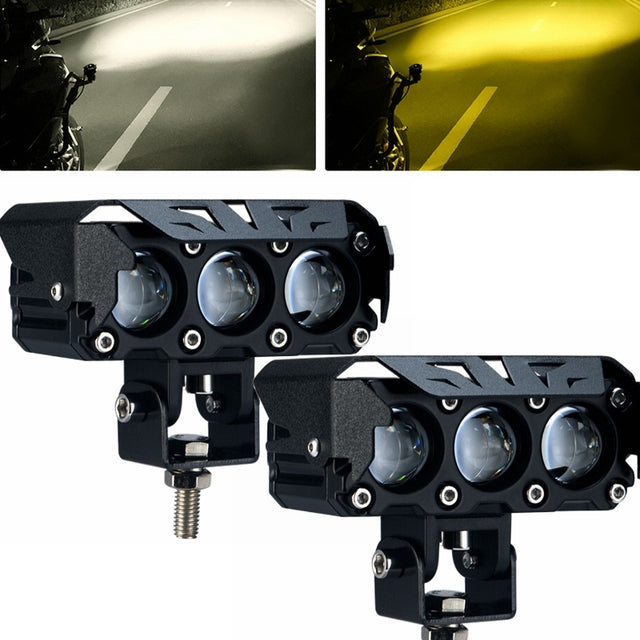 HJG 3 SMD Spotlight Headlight 9D Lens Yellow - White Beam Fog Lights 2 Pcs