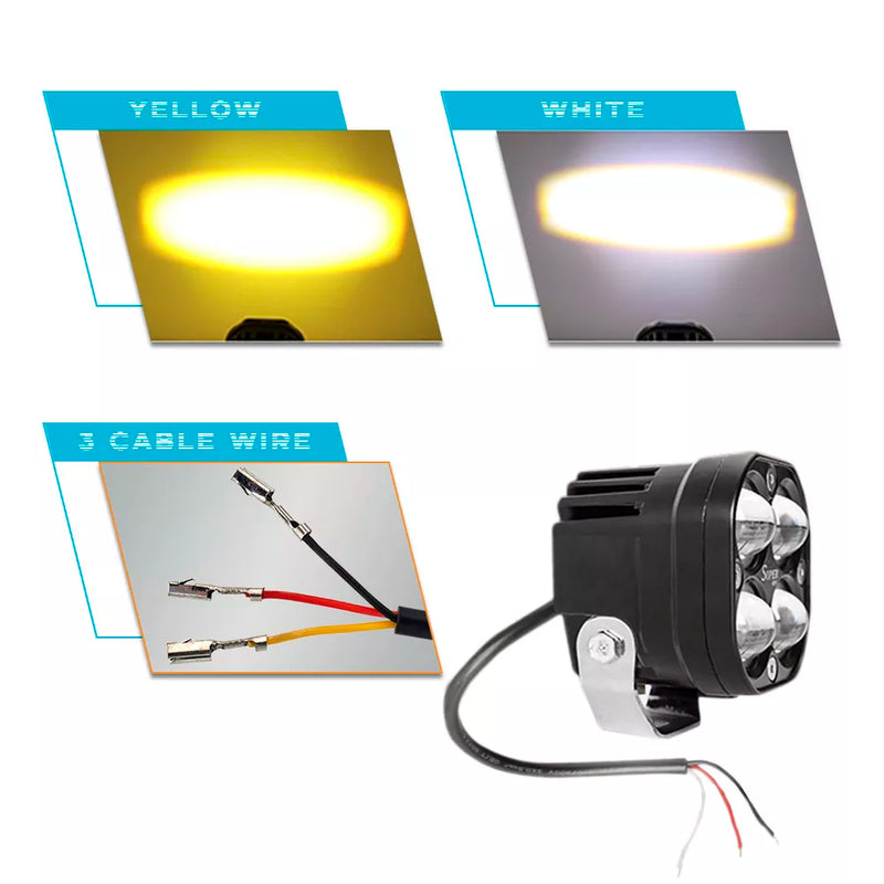 Universal LED Spotlight Light Quad  LED Fog Lens Headlight Motorcycle Sport Light For Car 2 Pcs Set