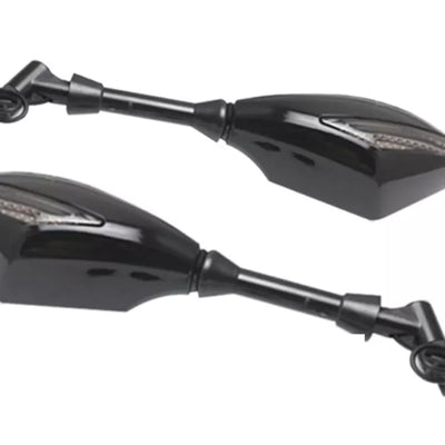 Universal Motorcycle Rear view Mirror 12V LED Turn Lights Side Mirrors With Turn Signal Black