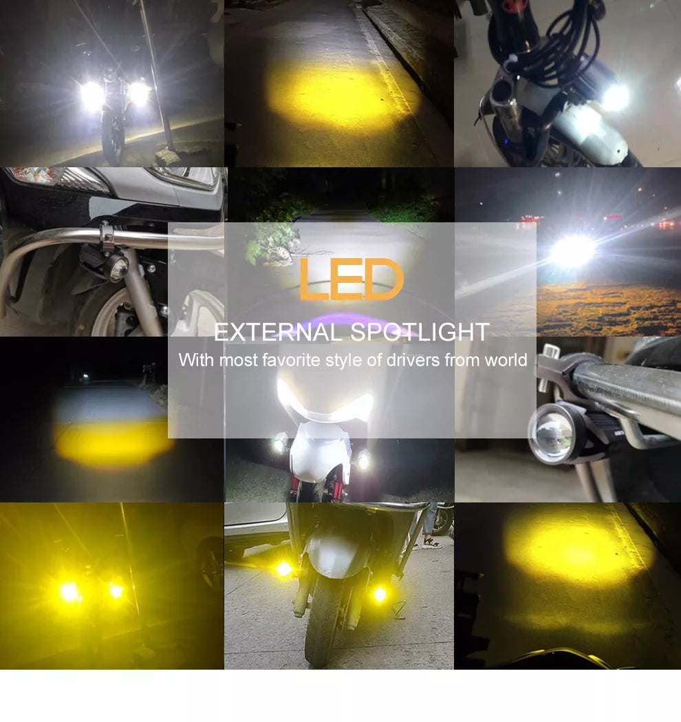 Butterfly Style Light Auxiliary Spot Lights High Low Beam With Flasher White / Yellow 2 Pcs Set