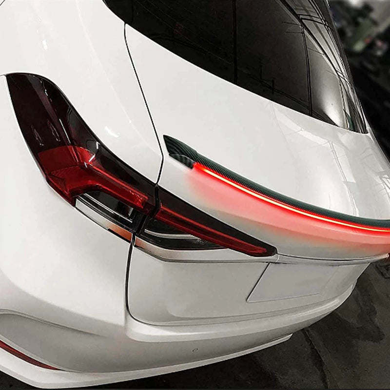 Integrated Led Spoiler Universal LED Rear Spoiler Carbon Fiber Lip Kit With Brake Light Strip ...