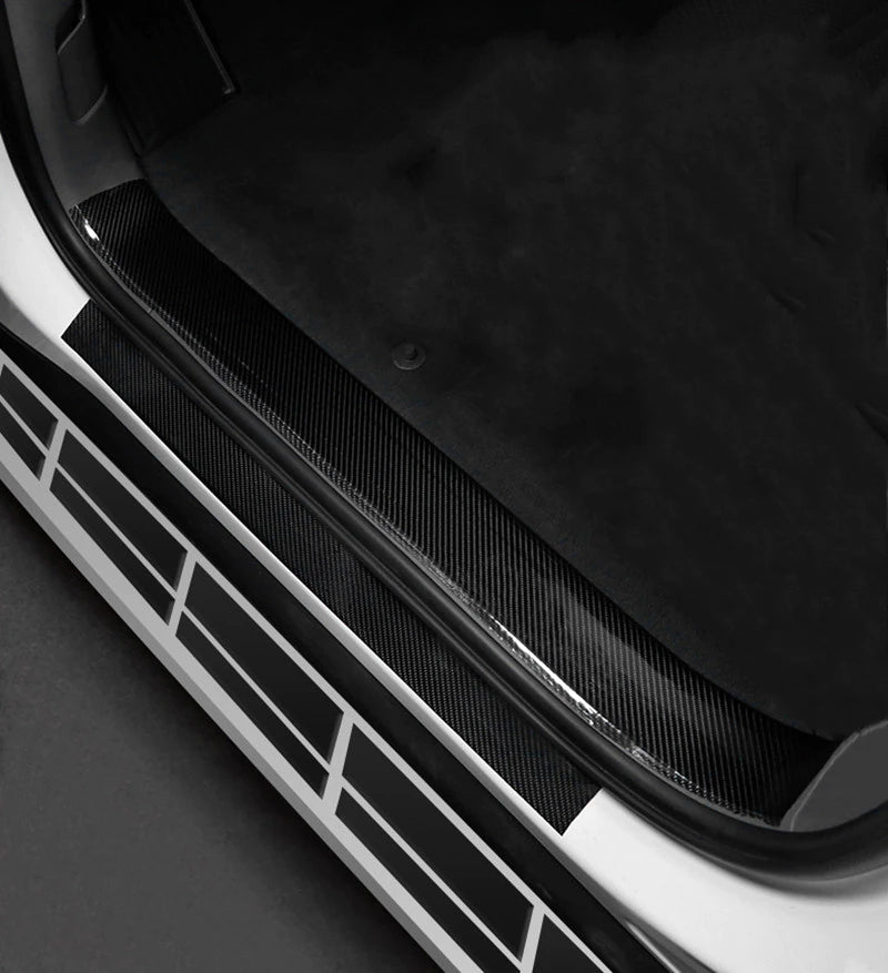 Black Carbon Fiber Car Door Sill Protector Protector 5D Gloss Automotive Wrap Film Self-Adhesive Anti-Collision