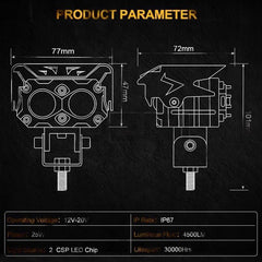 HJG 2 SMD Spotlight Headlight 9D Lens Yellow - White Beam Fog Lights 2 Pcs