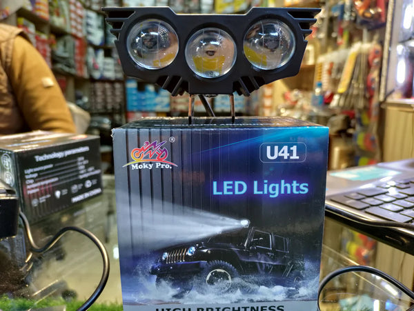 Universal Plastic Body Bike LED Dual Color With Flasher Outside LED 3 Lens Light 1 Pcs