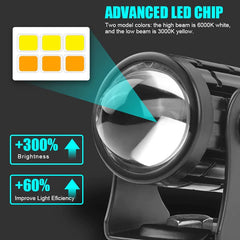 Mini Driving Fog Lights, Motorcycle Auxiliary Spot Lights High Low Beam White / Yellow 1 Pcs