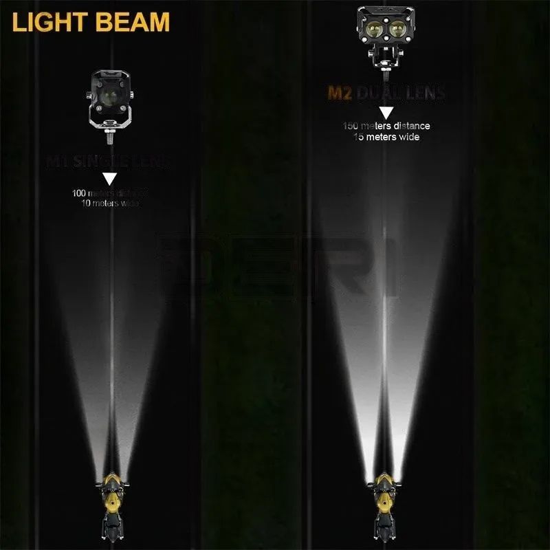 HJG 2 SMD Spotlight Headlight 9D Lens Yellow - White Beam Fog Lights 2 Pcs