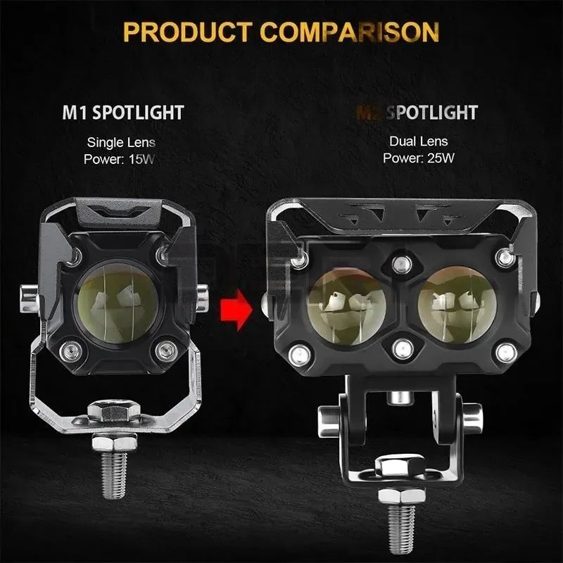 HJG 2 SMD Spotlight Headlight 9D Lens Yellow - White Beam Fog Lights 2 Pcs