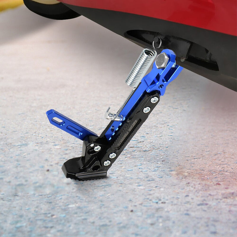 Universal Adjustable Aluminum Alloy Motorcycle Foot Side Support Stand Blue