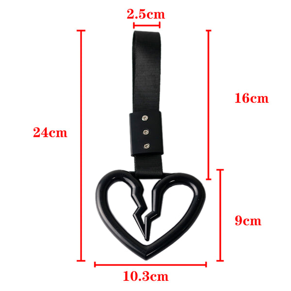 JDM Broken Heart Black Ring Hand Strap Decoration