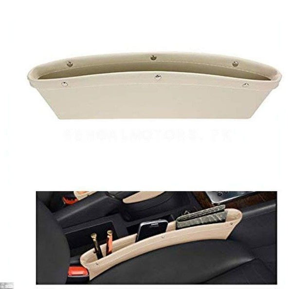 Leather Car Seat Gap Filler Pocket Organizer For All Cars Beige 1 Pcs