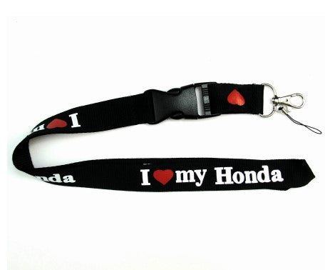 I Love ﻿Honda Black Long Strap Lanyard Keychain