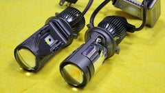 S33 LED Headlight Bulbs with Mini Projector Lens Hi-Lo H4 Projector Lens 2 Pcs Set