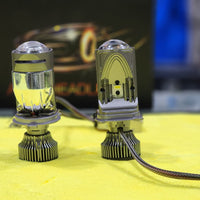 S33 LED Headlight Bulbs with Mini Projector Lens Hi-Lo H4 Projector Lens 2 Pcs Set