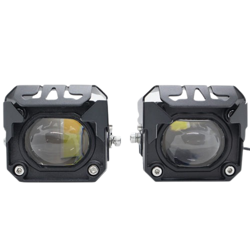 HJG Wide Lens Spotlight Headlight 9D Lens Yellow - White Beam Fog Lights 2 Pcs Set