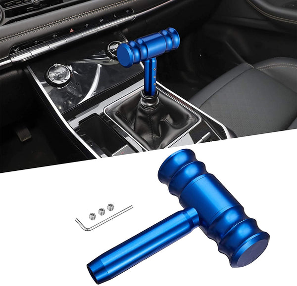 Aluminum Car Gear Shift Knob T-Handle Gear Knob Shift Lever Blue